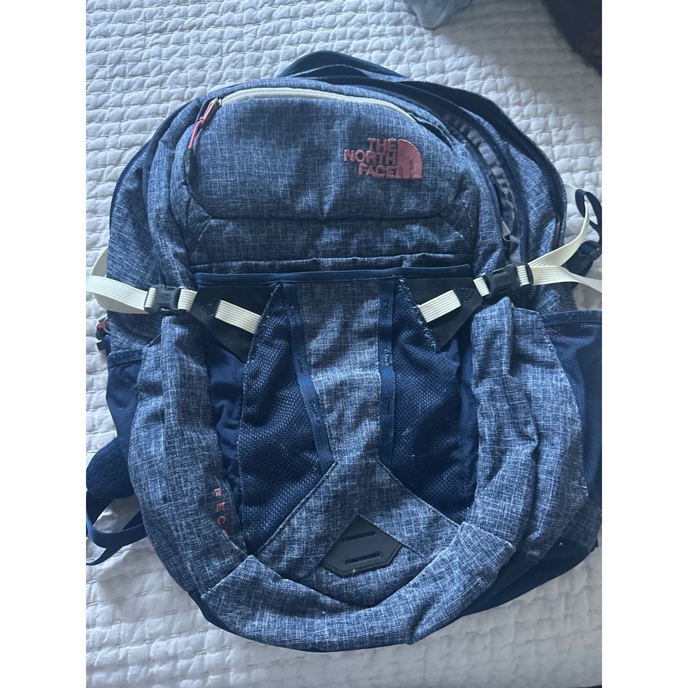 The North Face Recon Backpack Blue Heather Pink Logo NF00CLG3 Unisex Daypack
